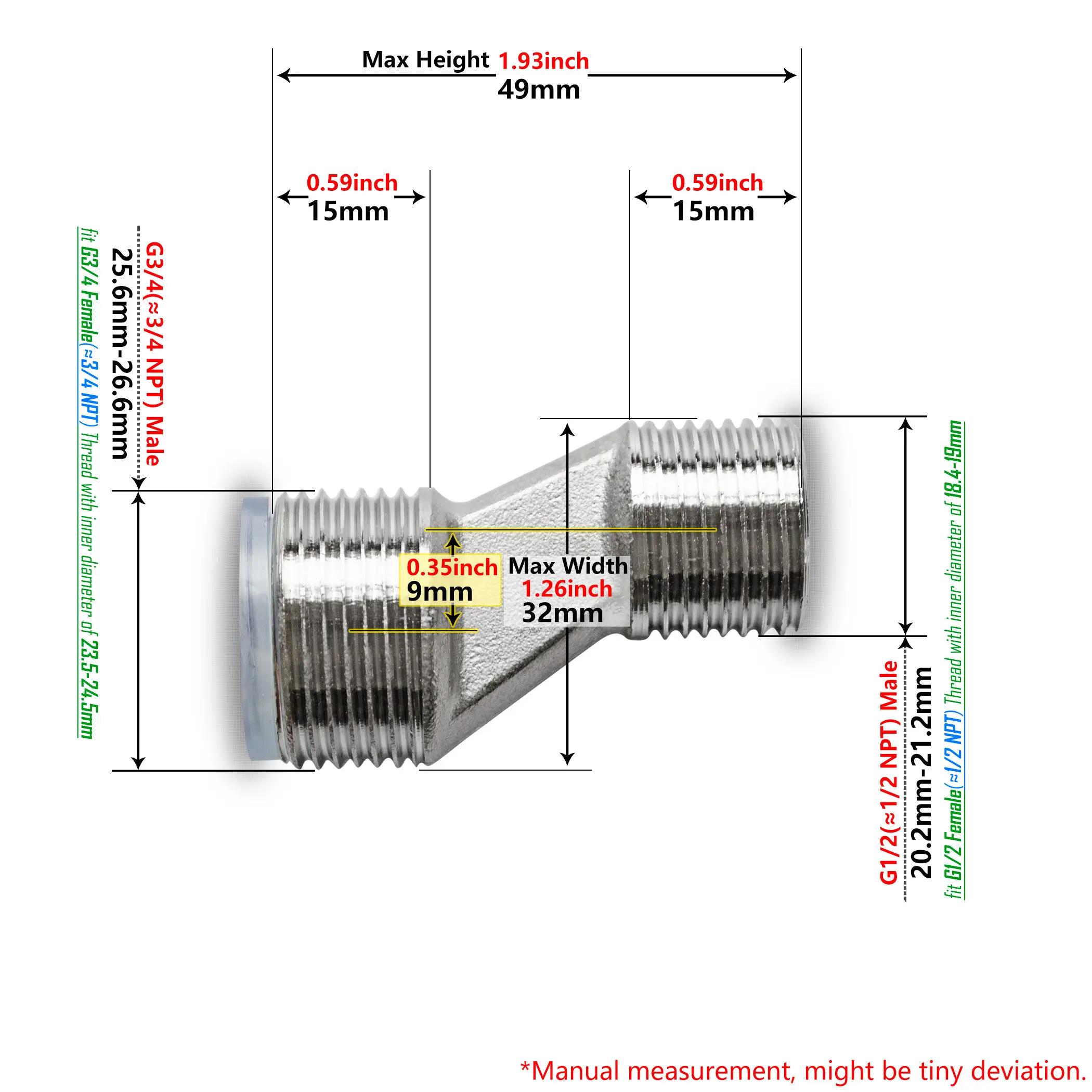

Ексцентричний перехідник G1/2 папа x G3/4 папа Збільшена відстань роз’єм подовжений під кутом зміна для змішувального клапана змішувача для душу 2 pieces&G1I2 M to G3I4 M