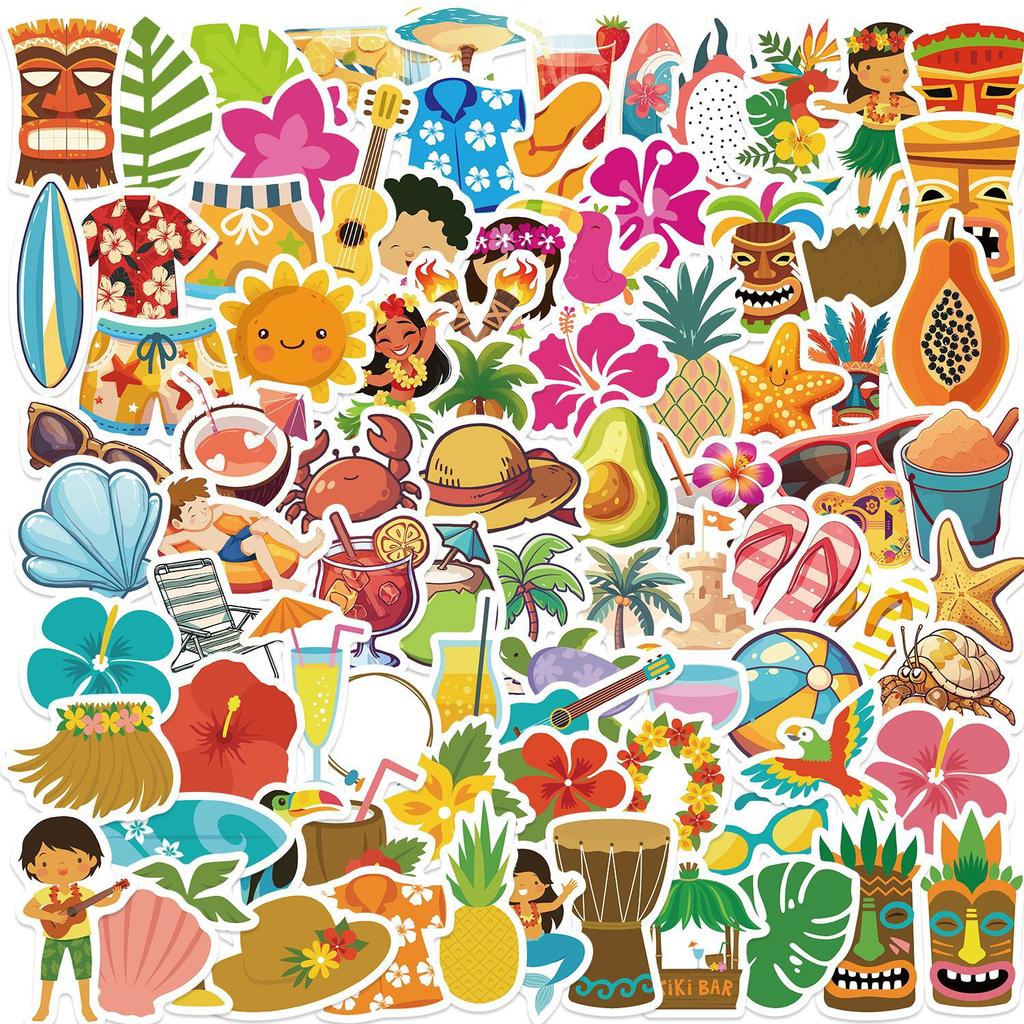 100 Summer Beach Style Graffiti Stickers Decorate Notebook Suitcase DIY Waterproof