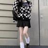 Women's Trendy Checkerboard Soft Loose Niche Sweater Cardigan for Autumn & Winter