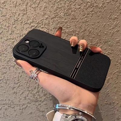 Wood Grain Plain Leather Is Suitable for IPhone16promax Including The Lens Phone Case and Anti Drop Comparison Protective Case for Apple 14