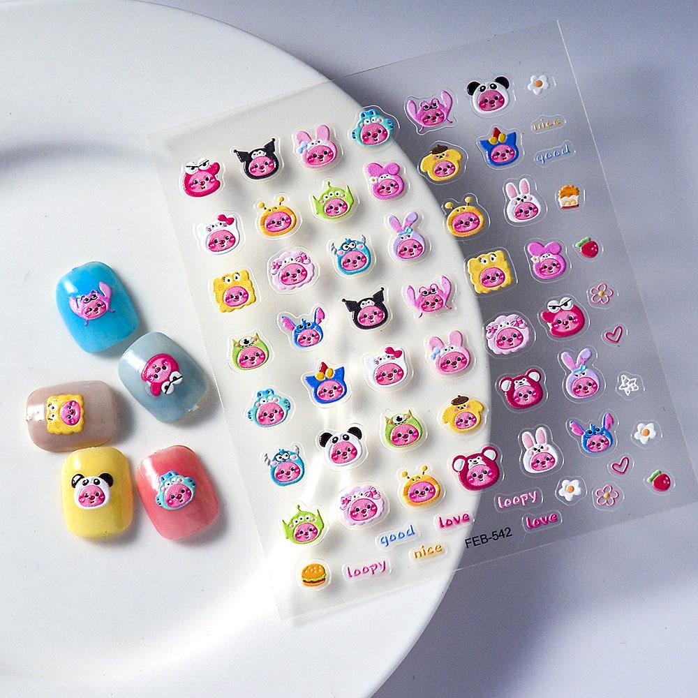 Cute Cartoon Dog 5D Nail Art Stickers - Waterproof, Long-lasting Adhesive Decals