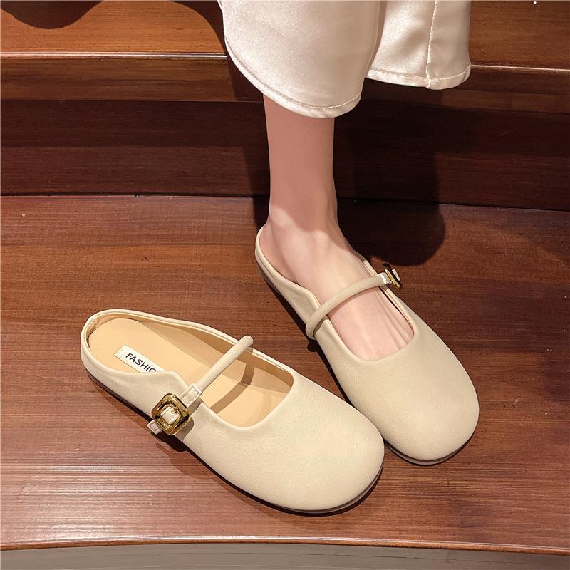 2025 new bag head slippers wear flat bottom summer gentle super soft temperament fashion lazy leisure