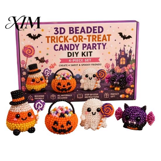 Festliches Feiertagsgeschenk 3D Perlen-Bastelset, Lebensechtes Weihnachtstier-Perlenbastelset, Partygeschenk Handgemachtes Einfaches Stickset für Kinder und Erwachsene Katze