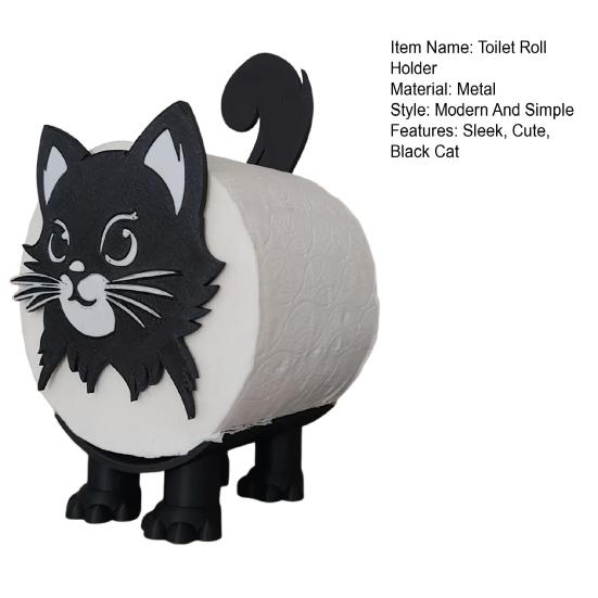 Yousheng 1Pc/2Pcs Cat Toilet Roll Holder Tissue Paper Roll Storage Stand 3D Printed Black Cat Toilet Paper Holder Shelf Bathroom Organizer