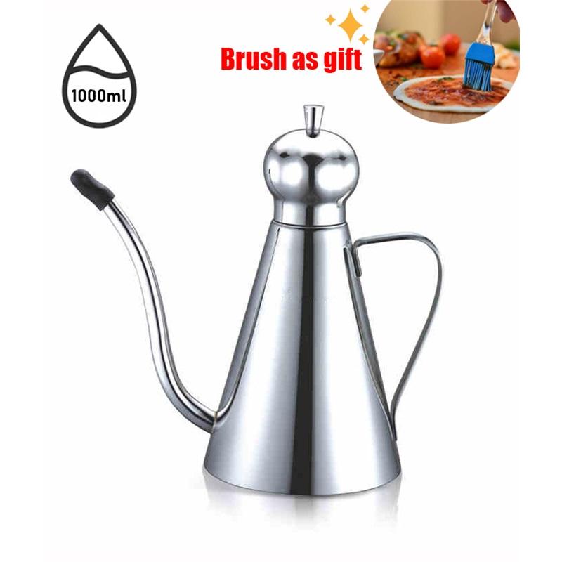 SUS304 Stainless Steel Oil Dispenser  Bottle Leakproof Cruet with Spout Easy Precision Pouring of Olive Oil Vinegar and Grease