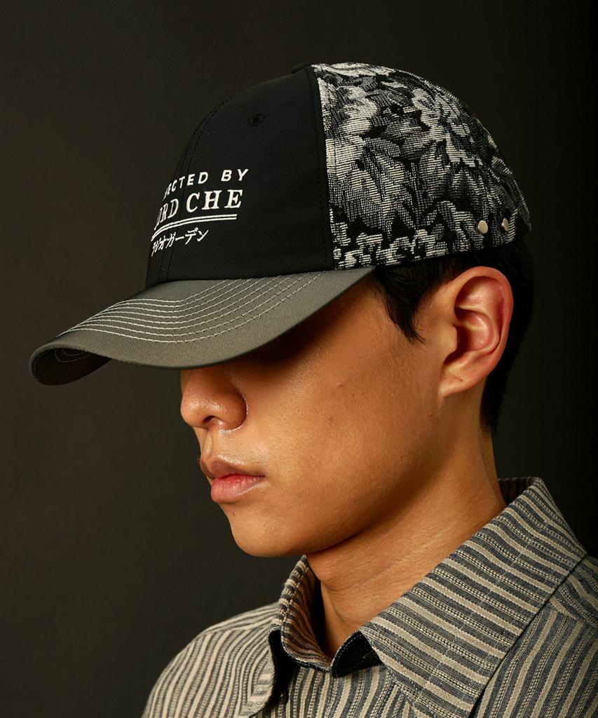 BIRD CHE Black Cotton Match Flower Jacquard Cap