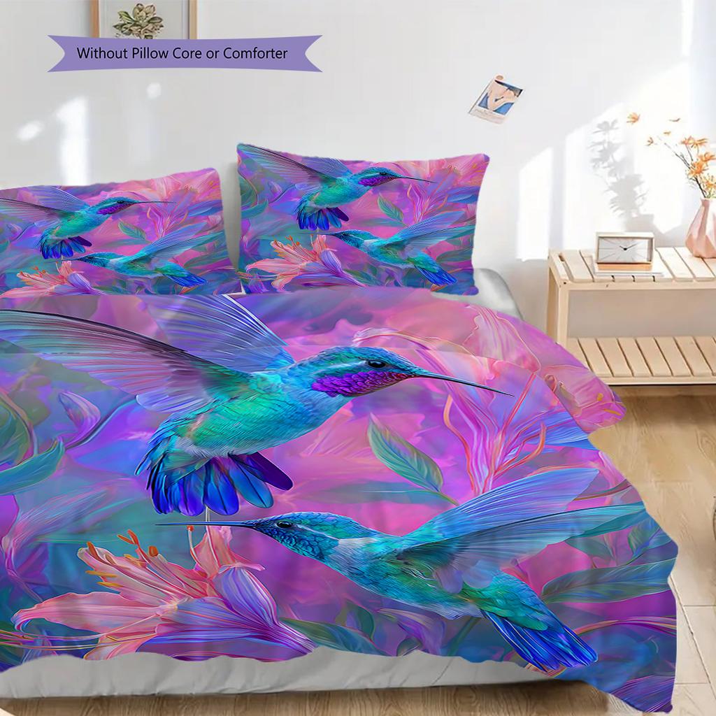 Hummingbird Pattern Bedding Quilt Set Quilt Cover Pillowcase Home Decoration Birthday Gift (1 * duvet cover + 2 * pillowcase, without core)