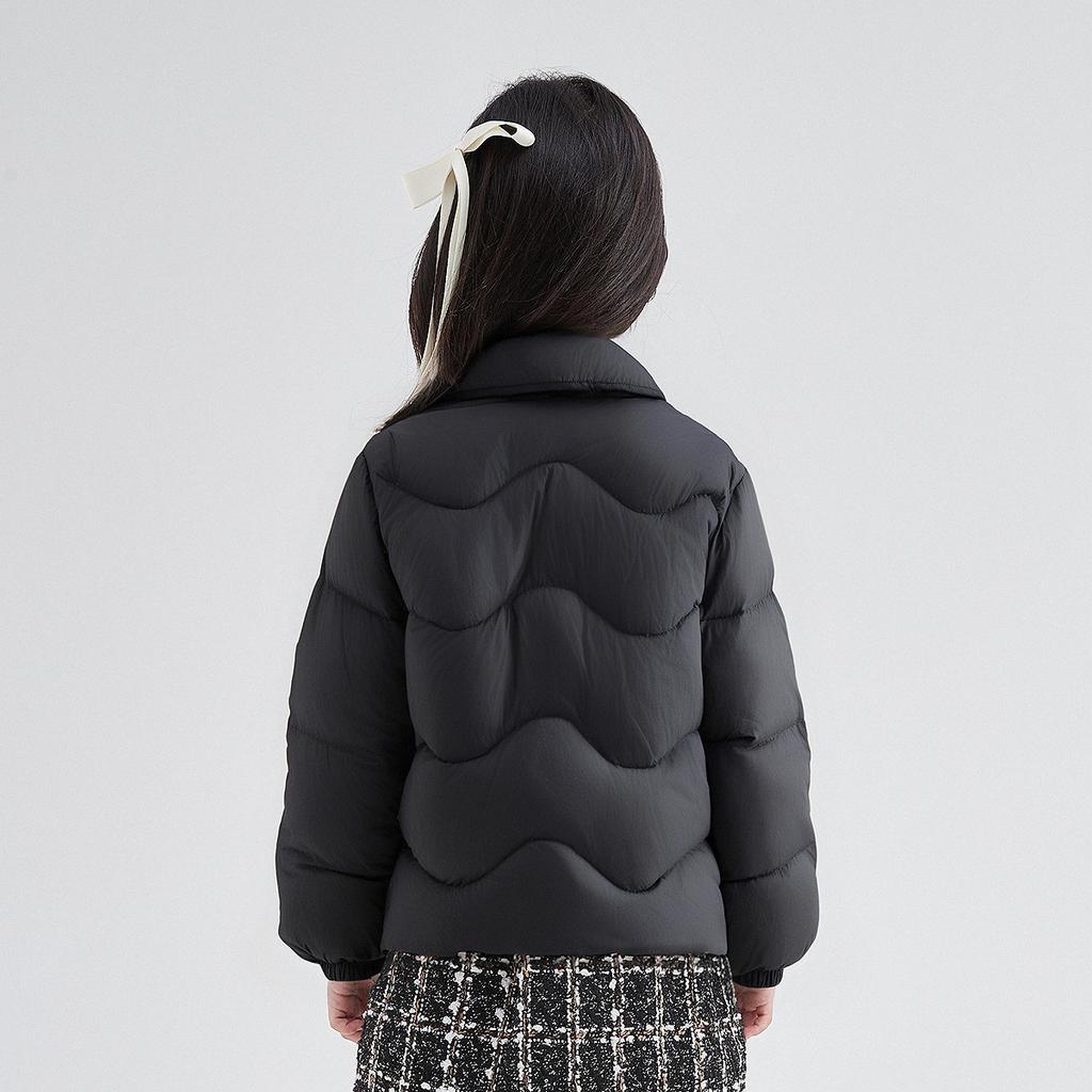 Girls' Minimalist Collar Lace Down Jacket