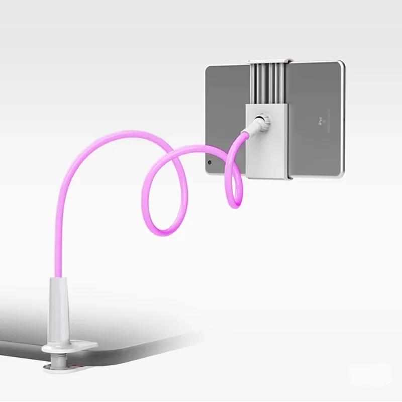 Phone Clip On Stand Holder with Grip Flexible Long Arm Gooseneck Tablet Lazy Bracket Mount Clamp Support 4-11 In for IPad IPhone