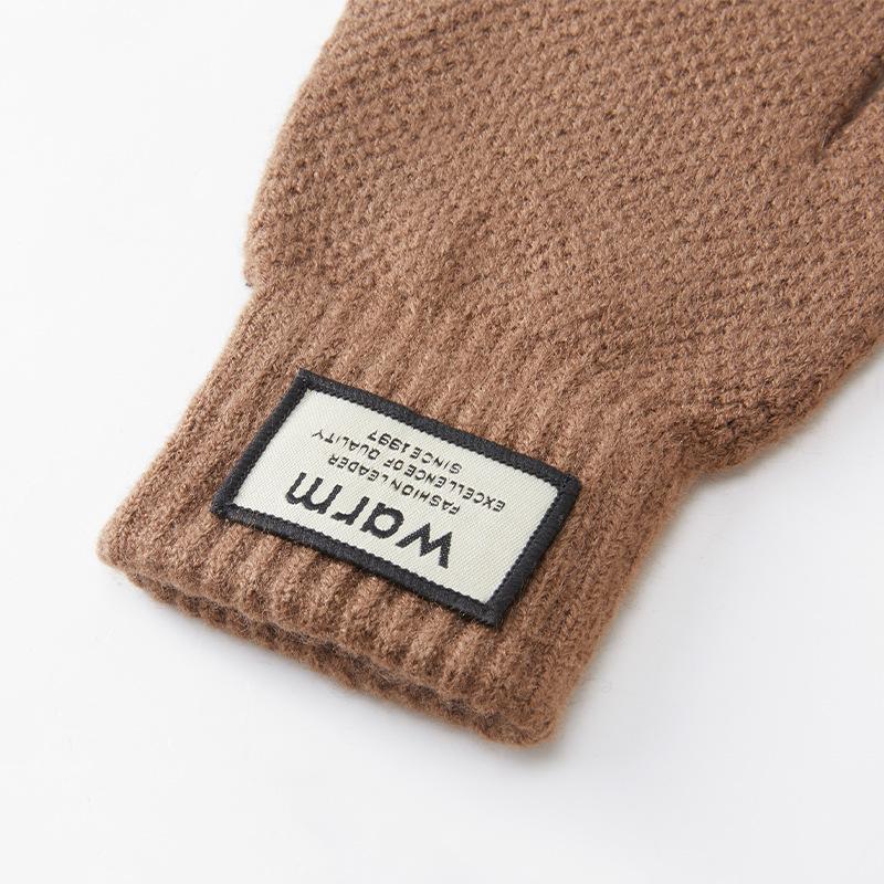 Winter Men's Winter Cycling Cold-proof Student Knitted Warm Men's and Women's Wool Gloves Touch Screen Autumn and Winter Plus Velvet and Thickening