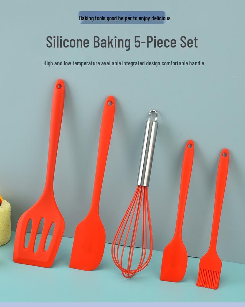 Silicone 5-Piece Baking Set: Spatula, Oil Brush, Whisk, High-Temperature Resistant Tools