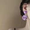 Small Niche Magnolia Flower Painted Three-dimensional Flower Earrings
