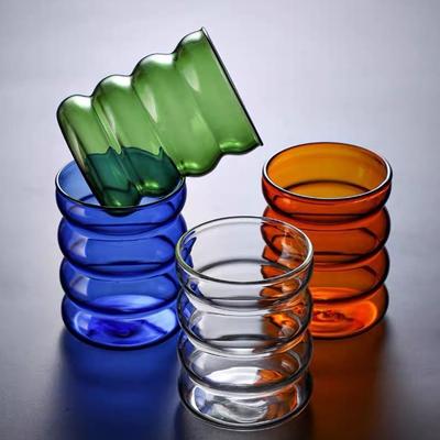 Colored Caterpillar Glass Single Layer High Temperature Resistant Spiral Circle Cup High Value Household Breakfast Juice Cup
