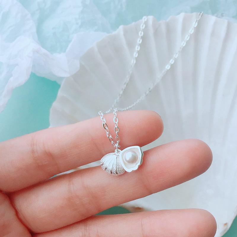 Japanese Temperament Shell Necklace Sweet Short Imitation Pearl Pendant Women'S Collarbone Chain Temperament Personalized Simple Gift