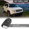 Key Fob Cover Shell Case Replacement 4 Buttons Key Fob Remote Control Shell Case - Compatible for Jeep Renegade Compass 2015-2018  for Fiat 500 500x