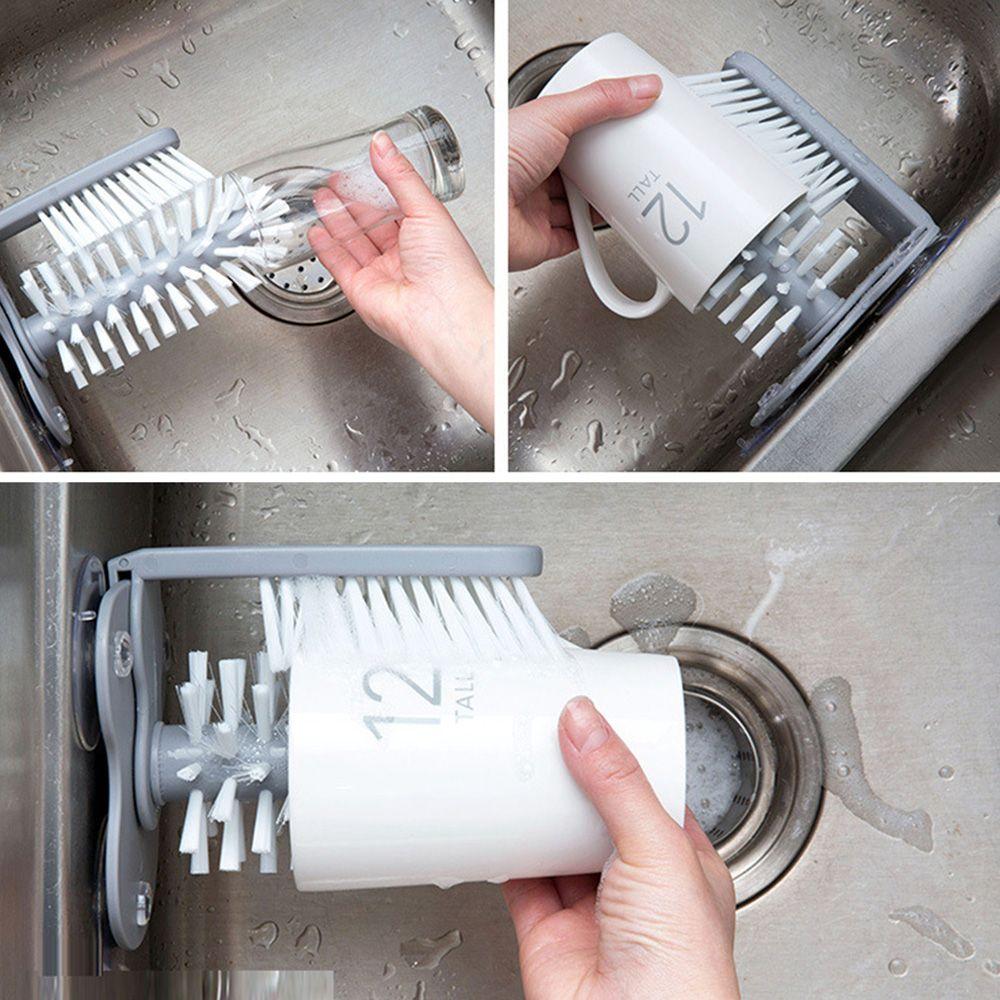 Detachable Sucker Cup Brush 2 In 1 Water Bottles Cleaner Durable Cup Scrubber  Wine Glass