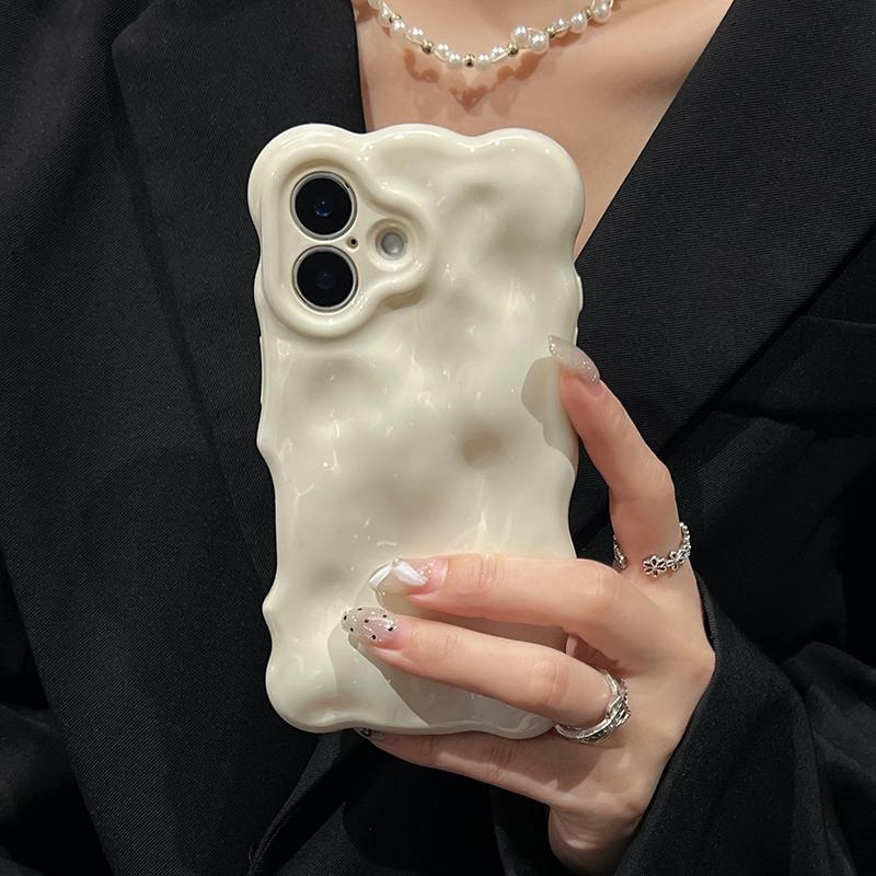 Ins  White 3D Wave Texture Phone Case For For Iphone 17 Air 16 1 13 14 12 11 Pro Max 16 Plus Soft Silicone Back Cover Cases