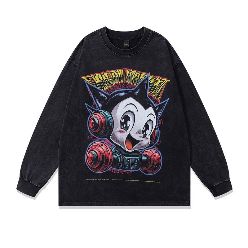 Heavy American Heavy Retro Pure Cotton Short-Sleeved T-Shirt For Men And Women Washed And Old Loose Direct Injection Printing Custom