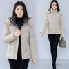 Womens Winter Hooded Cotton Coat Plus Size Solid Color Warm Loose Casual Jacket