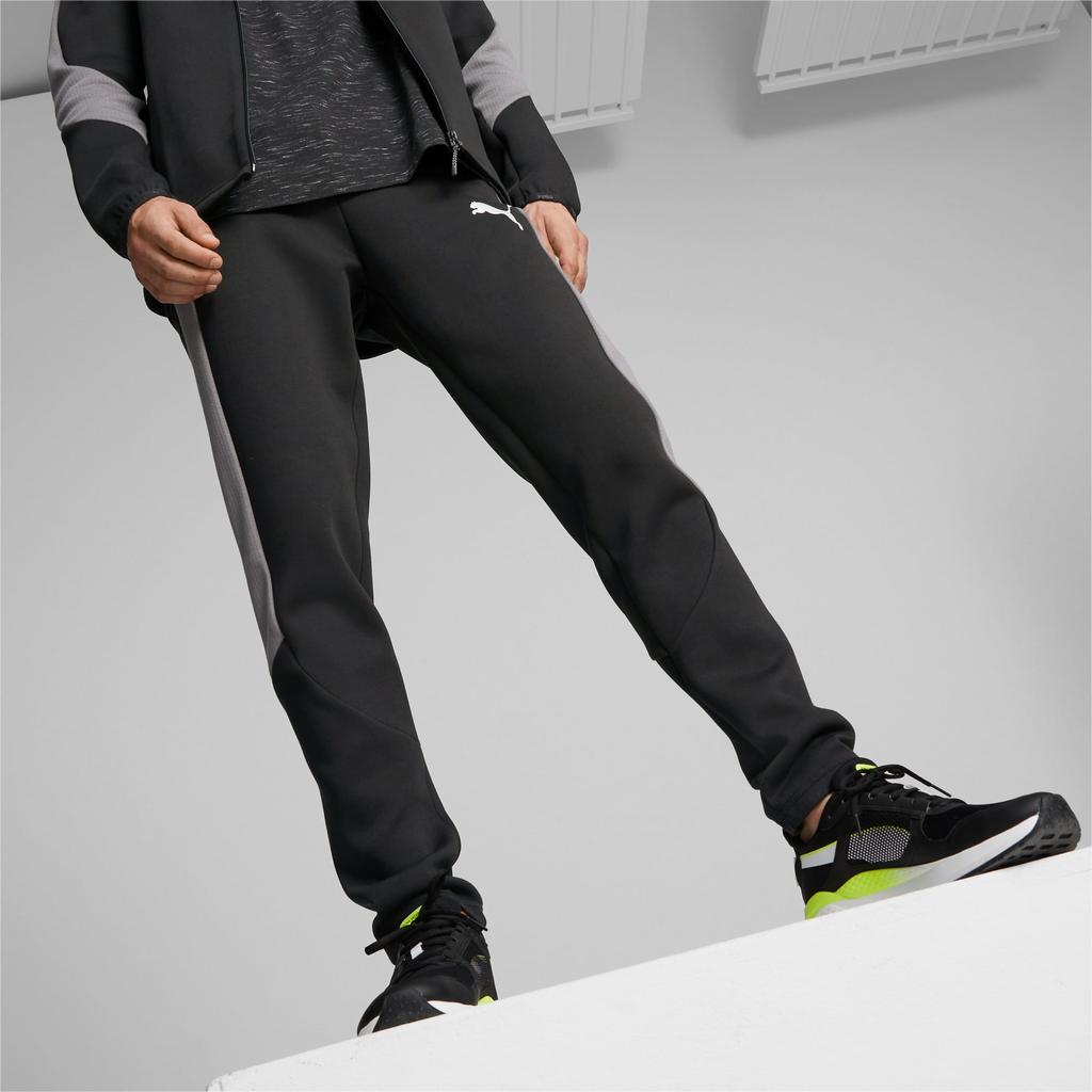 Puma Colorblock Logo Print Straight-Leg Track Pants Men Bottoms Black 672383-01