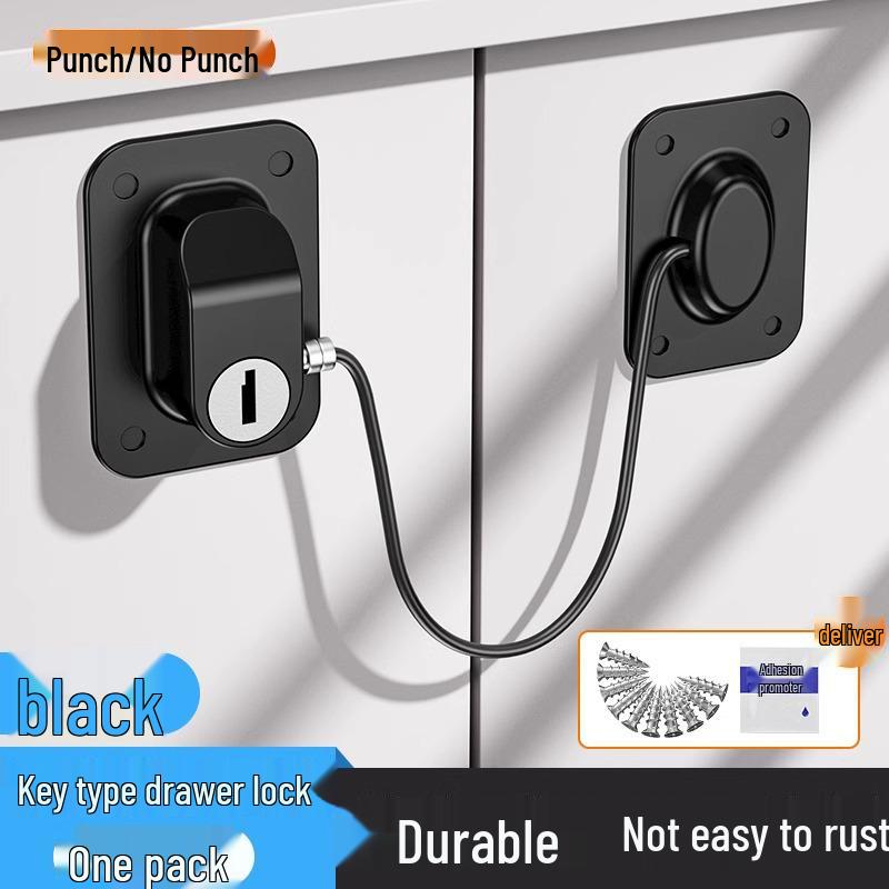 

Punch-Free Refrigerator & Drawer Anti-Theft Safety Lock; Children s Combination Sliding Door & Cabinet Lock