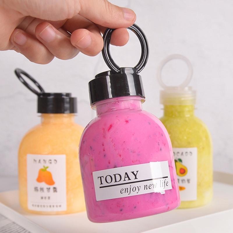 Empty Leak-Proof Clear Plastic Juice Bottles-Perfect With Pull Ring Cap For Juicing Smoothies, Milk Homemade Beverages Portable