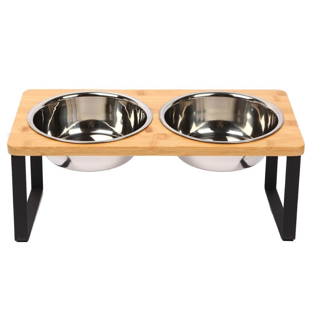 

1 piece wooden pet feeder, anti knock and cervical protection for dogs, cat, large feeding bowl holder, wooden dog bowl