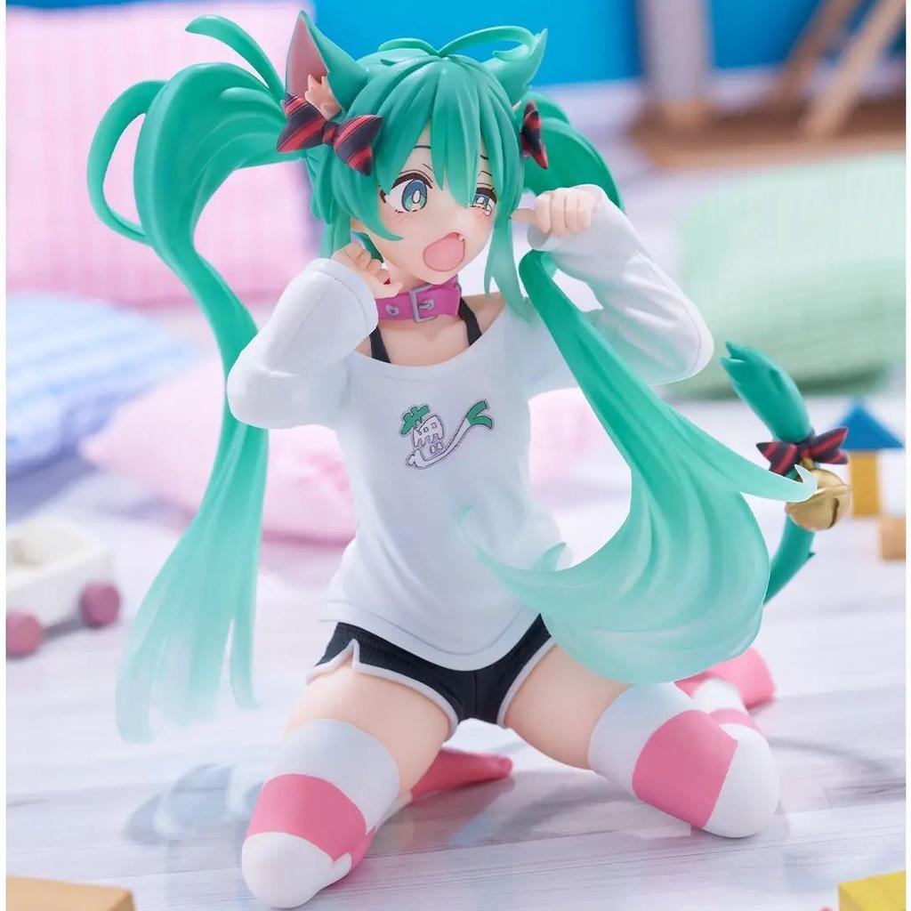 Hatsune Miku Desktop Cute Action Figure 11cm Neko T-Shirt Ver. Anime Figurine Kawaii Girl Model Toy Gift