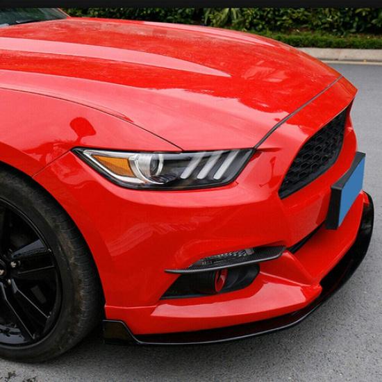 Black Carbon Fiber Front Fog Light Decor Trim for Ford Mustang 15 2016 2017 2018