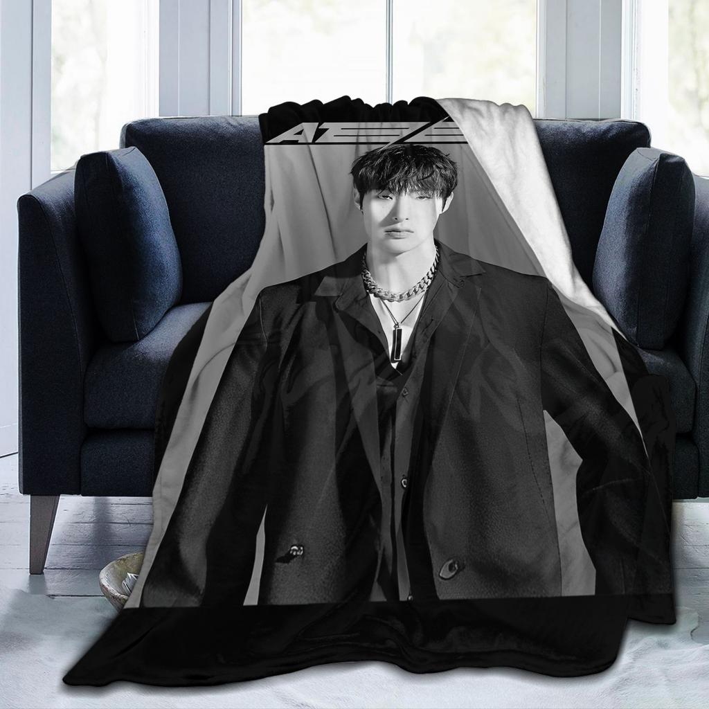 ATEEZ Official Merch Exclusive Mingi Blanket Flannel  Winter  Multi-function Soft Throw Blankets for Bed Office Bedspread
