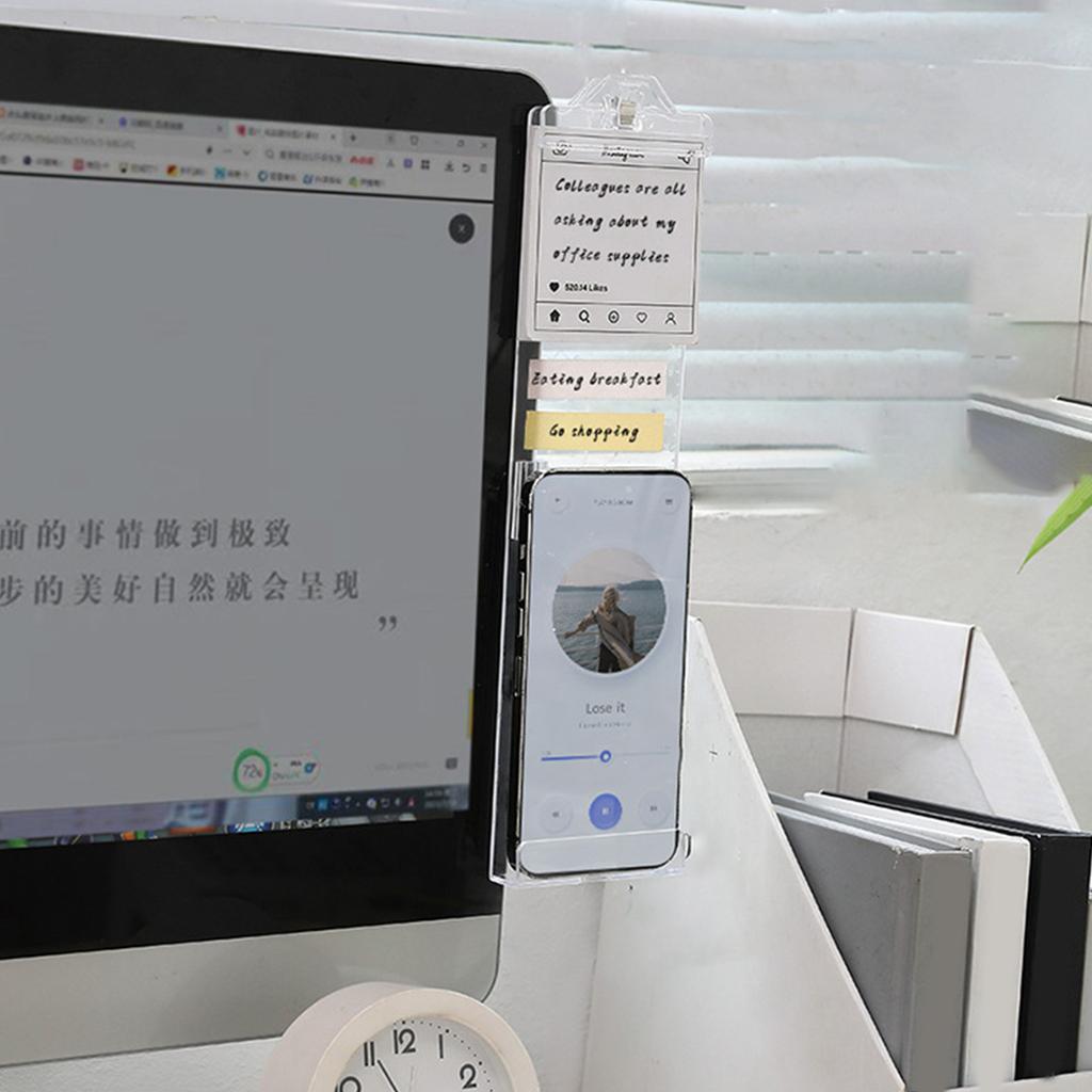 Computer-Monitor-Memoboard mit Handyhalter Klare Computer-Seitenwand Memo Kreative Monitor-Seitenwand für Büro Zuhause