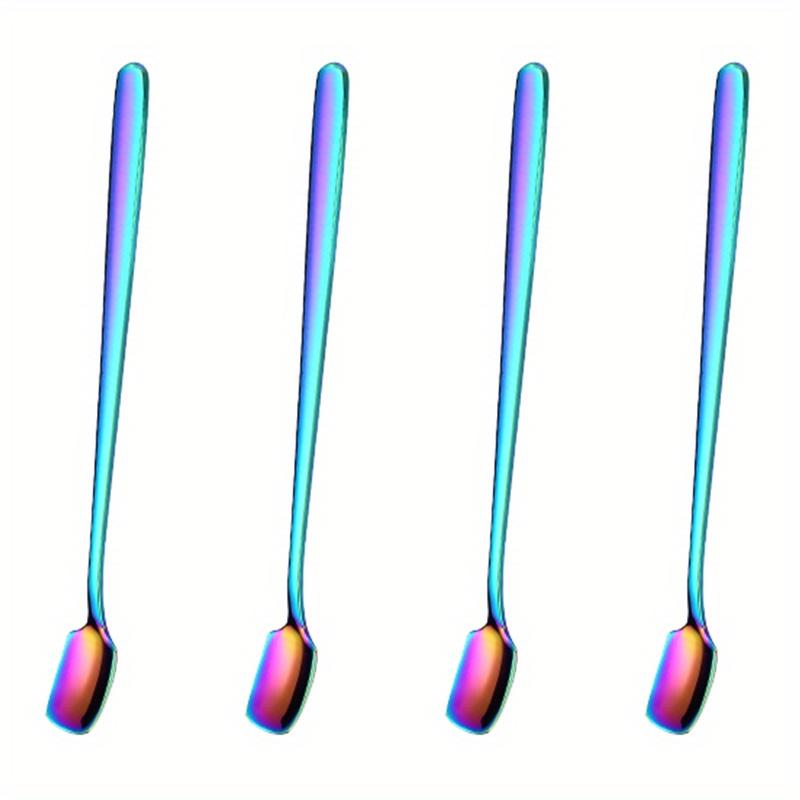 

Набор из 4 многоразовых десертных ложек из нержавеющей стали с длинной ручкой для дома, ресторана и вечеринок — идеально подходит для мороженого, молока и кофе 6.69inch-4 Sticks