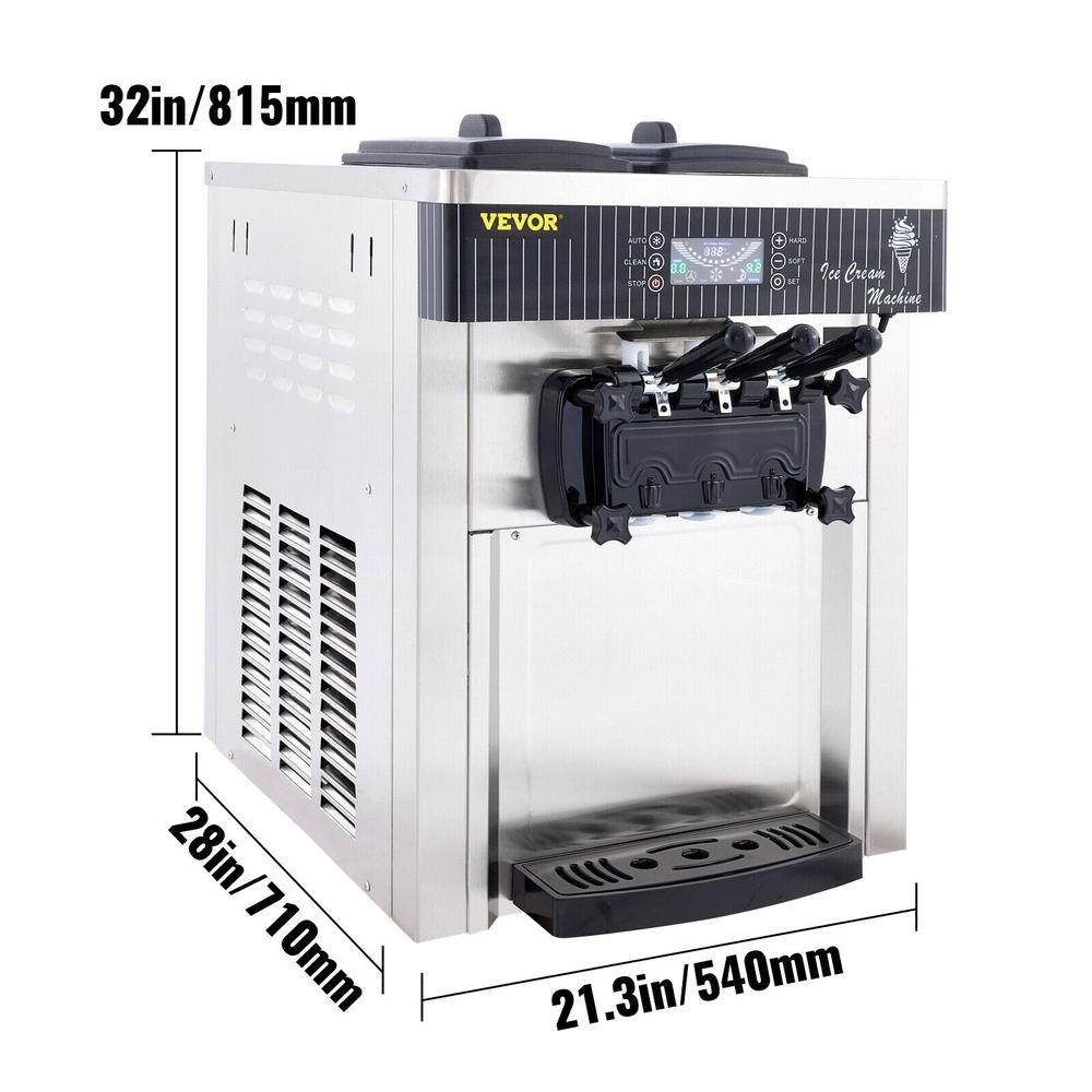 2200W Commercial Electric Countertop YKF-8218T Soft Ice Cream Machine Automatic with 2+1 Flavors Ice Cream Maker