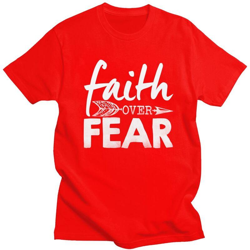 Custom Faith Over Fear Christian Arrow T Shirts Men Pure Cotton Tee Tops Tshirt Tshirt Clothes