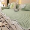 French New Cool Ice Silk All Season Anti-Slip Creamy Aesthetic Irregular Lacework Sofa Cushion Cover With Non-Slip Bottom