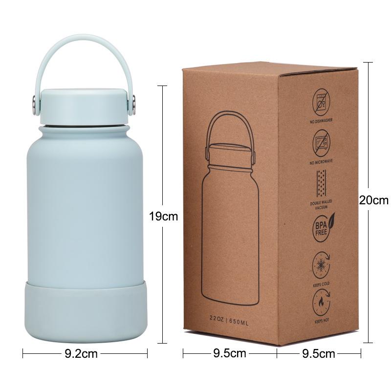 650Ml Stainless Steel Thermos Cup Non-Slip Outdoor Portable Water Cup Simple Wide Mouth Sports Kettle