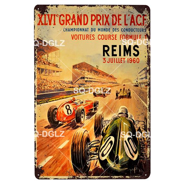 Racing Car Vintage Metal Signs Tin Sign Retro Garage Decor Plaque Metal Plaque Repair shop Wall Decorative Iron Plate