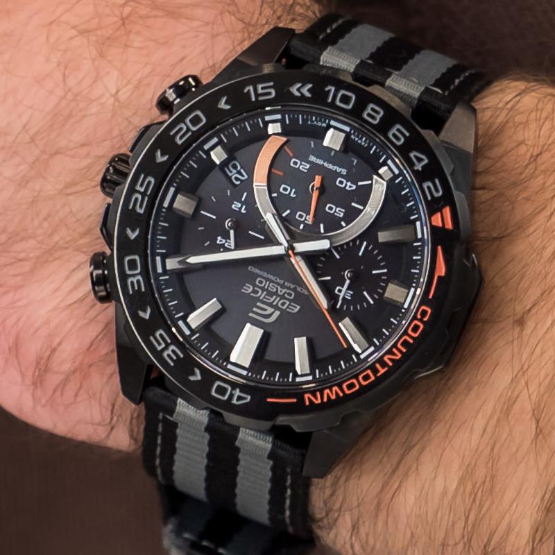 Casio EDIFICE Series Nylon Sports Watch Quartz Movement Fabric Strap Japanese and Korean Watch Men's Watch Black Dial EFS-S550BL-1AV