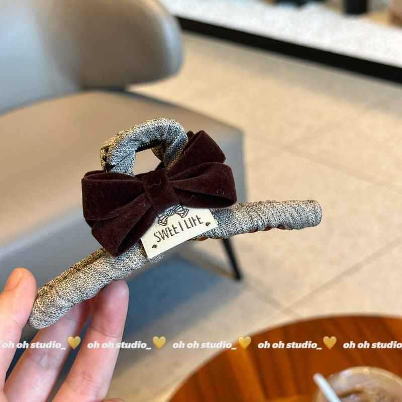 

2025 Elegant Korean Bow Hair Claw - Versatile High-End Large Shark Clip кофейный