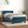 Bed with Slatted Base and Mattress - Maison Exclusive - Dark Blue Velvet - 80x200 Cm - Adjustable Headboard
