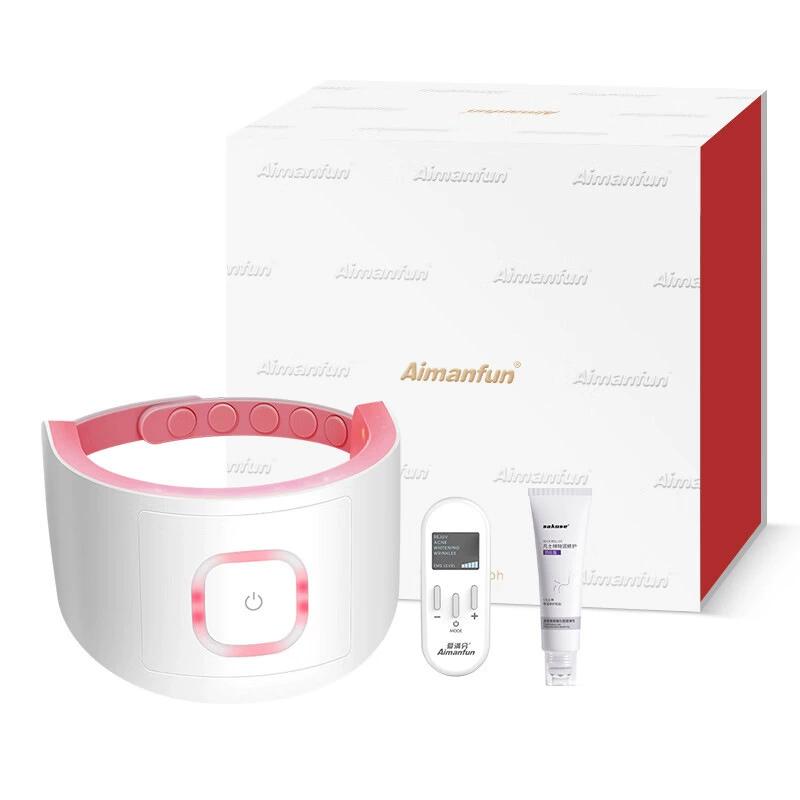 Dispositivo masajeador de cuello EMS reafirmante con terapia de luz LED para cuidado facial y cuello