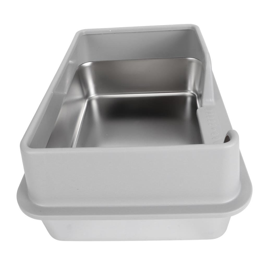 Stainless Steel Litter Box High Sides Anti Splashing Easy To Clean Enclosed Cat Litter Box for Small Medium Cats