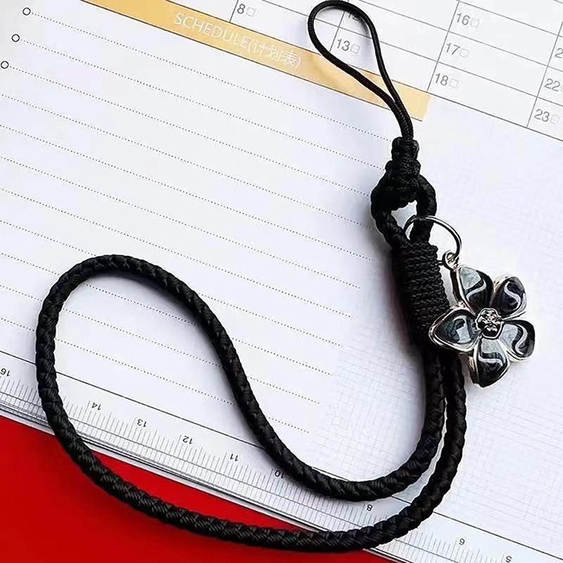 Vintage Artistic Phone Wrist Strap Charm Keychain Elegant Handwoven Flower Lanyard Anti-Drop Girl Woman Bracelet