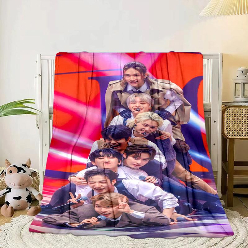 K-pop Group Poses Blanket Flannel Blanket for bed, sofa, Camping, Hiking, Picnic Essentials, gift for family Fan gifts