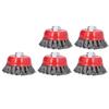 Set of 75mm Steel Wire Cup Brushes with M10 Threads for Disc Cup Brushes for Rust Removal 5-Piece Grinders, Heavy-Duty