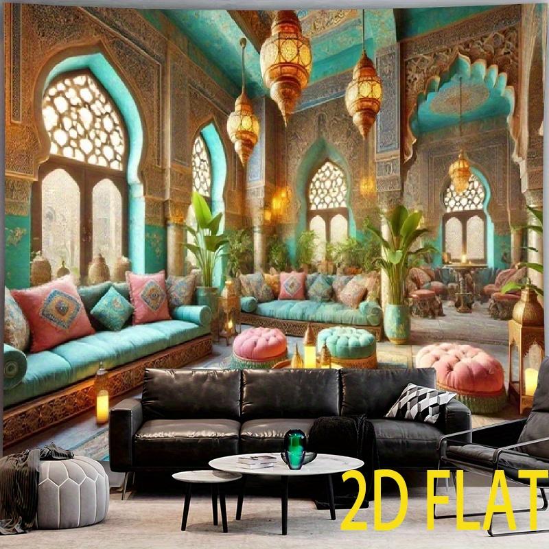 1 piece of 2D flat banner luxurious Moroccan-style polyester wall fabric for living room bedroom and office