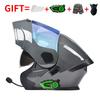 Bluetooth-Enabled Full Face Motorcycle Helmet With Dual Visors DOT 3C Certified All-Season Flip-Up Design Men Women