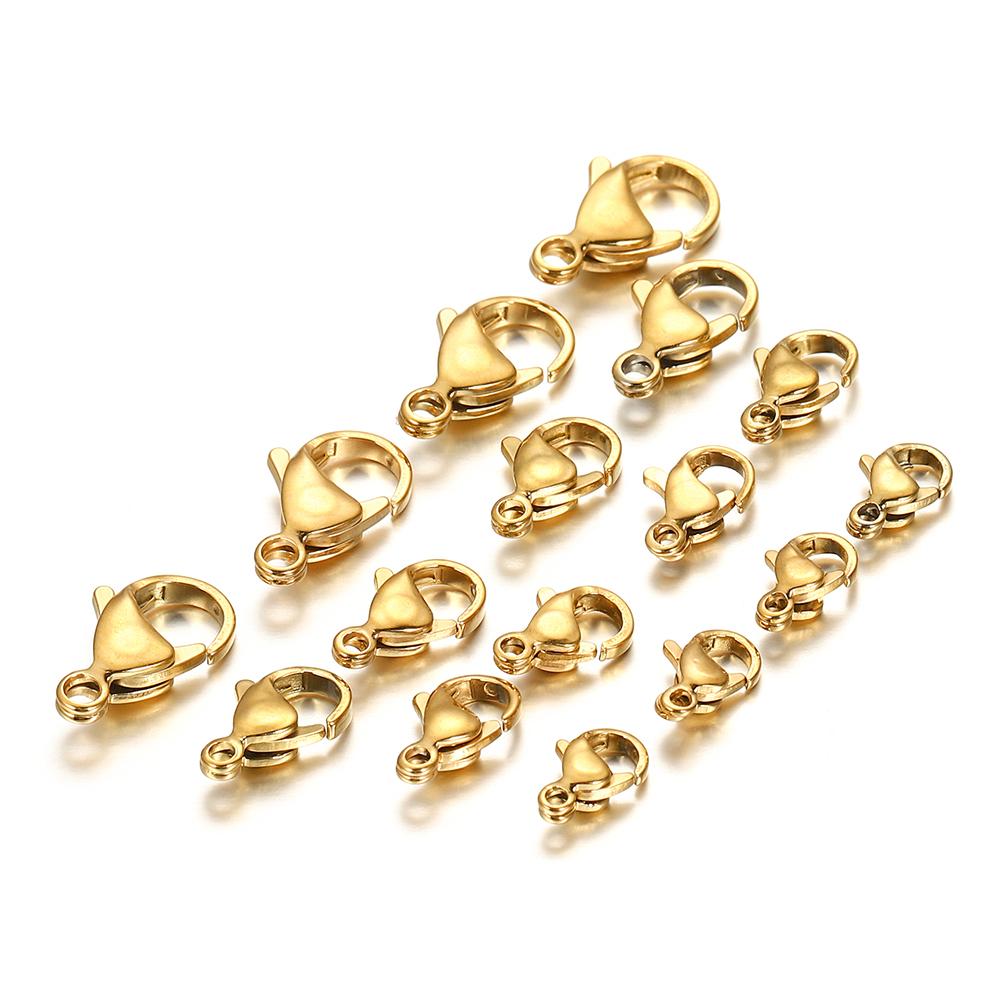 10-30Pcs Stainless Steel Gold Plated Lobster Clasp Claw Clasps For Bracelet Necklace Chain Diy Jewelry Making Findings Supplies
