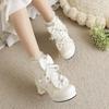 Cute Women'S Short Boots Fashionable Fun Laces Knot Round Toe Outdoor Slave Boots Women Zipper Thick Heel And Sole Lace Shoes