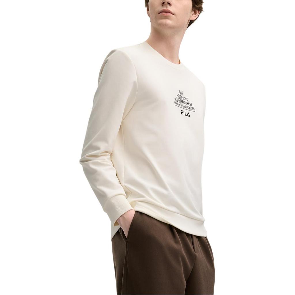 FILA Heritage Series Casual Simple Pullover Long Sleeve Sweatshirt Men sweatshirt Egrets-White F11M518209F-WT